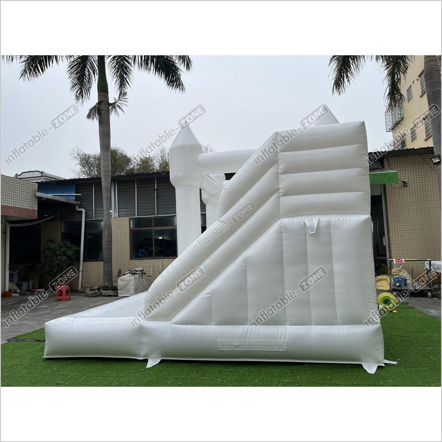 3 In 1 White Bouncy House Jumper With Slide And Ball Pit Pool - Inflatable-Zone