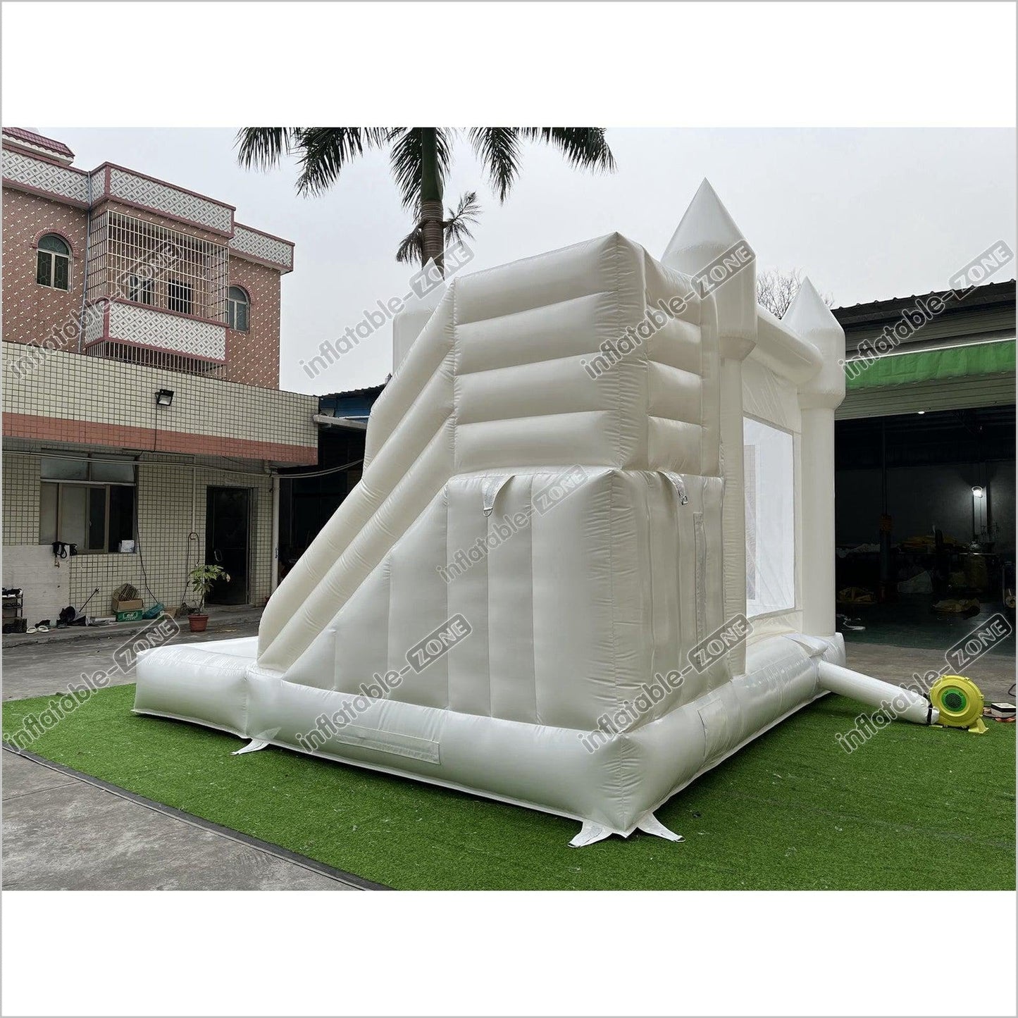 3 In 1 White Bouncy House Jumper With Slide And Ball Pit Pool - Inflatable-Zone