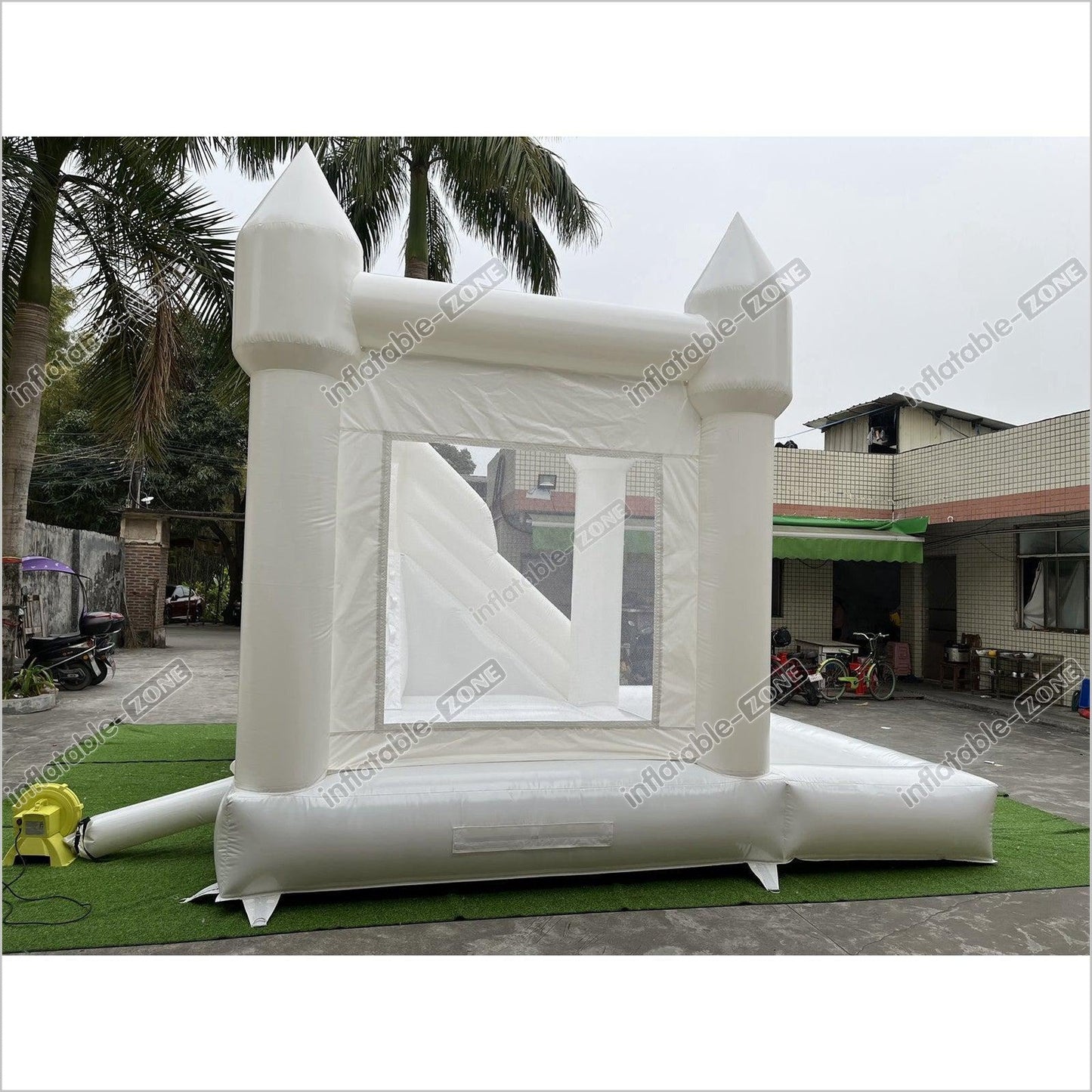 3 In 1 White Bouncy House Jumper With Slide And Ball Pit Pool - Inflatable-Zone