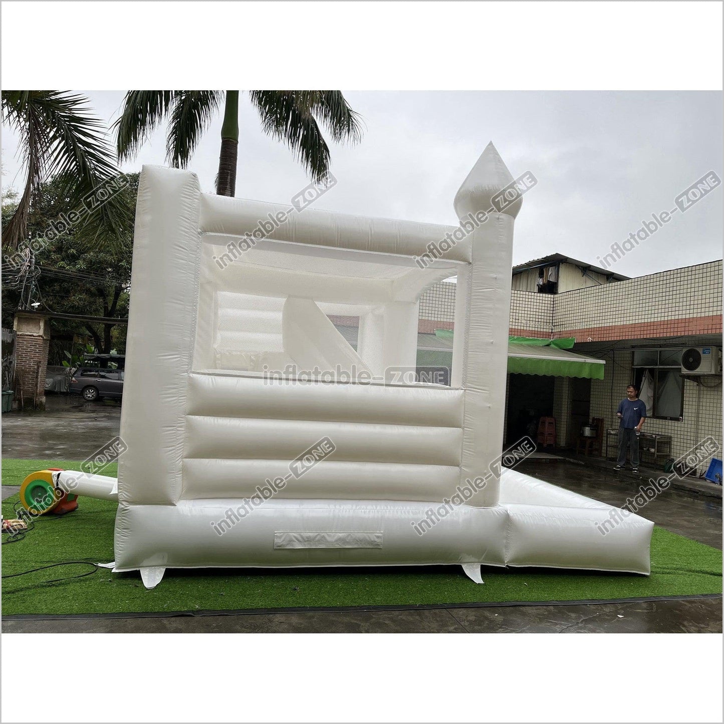 3 In 1 Inflatable White Wedding Jumping Castle With Slide And Ball Pit Pool Outdoor - Inflatable-Zone