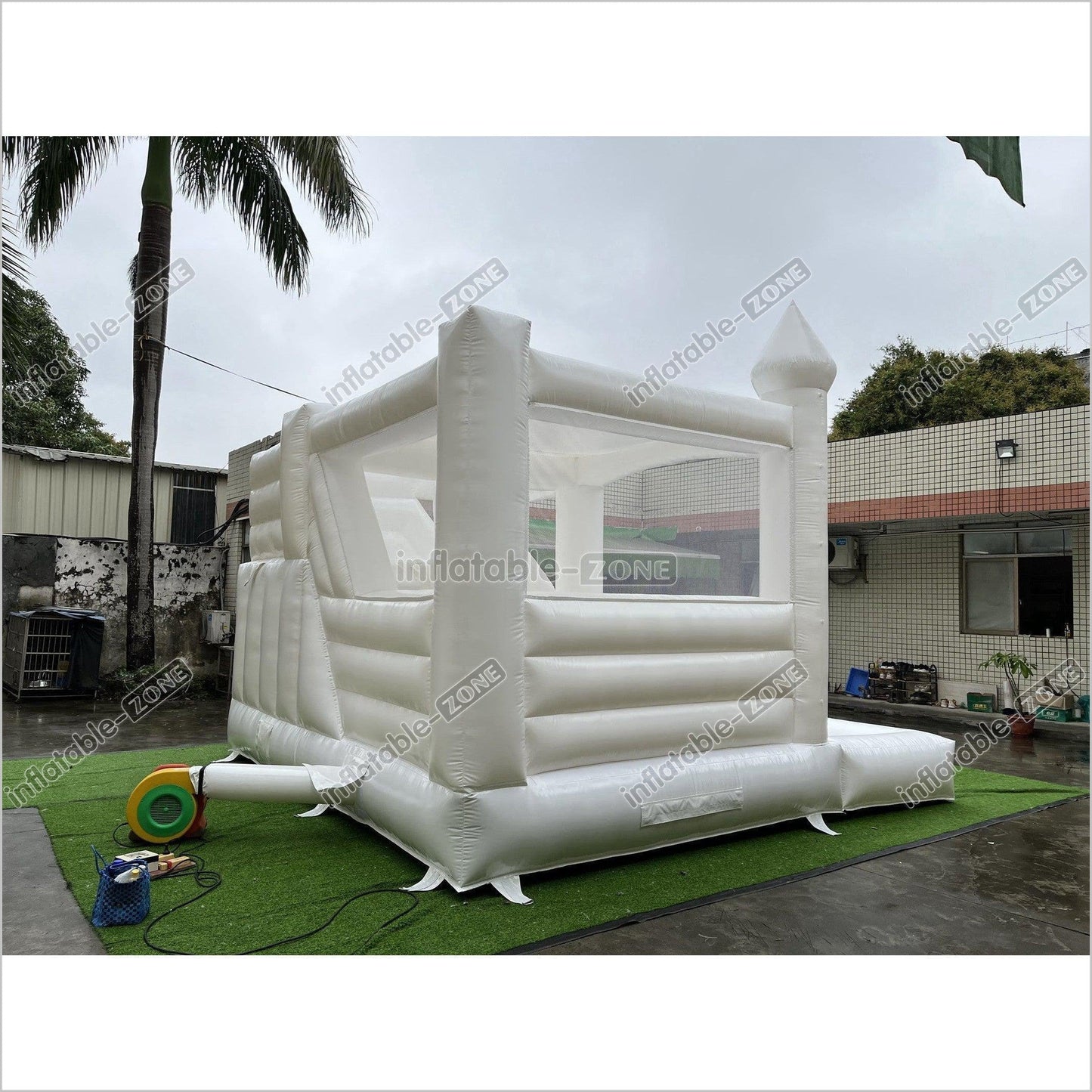 3 In 1 Inflatable White Wedding Jumping Castle With Slide And Ball Pit Pool Outdoor - Inflatable-Zone