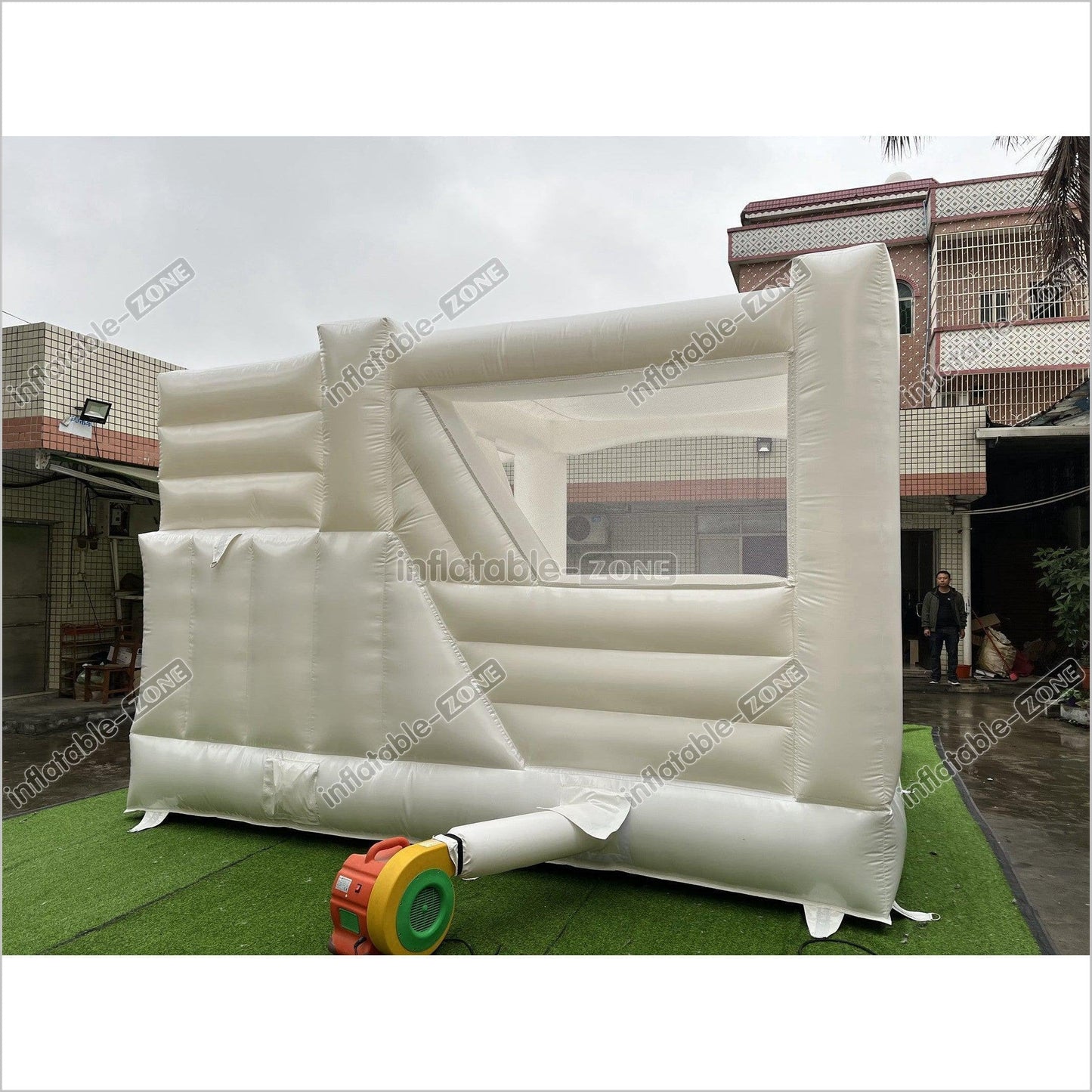 3 In 1 Inflatable White Wedding Jumping Castle With Slide And Ball Pit Pool Outdoor - Inflatable-Zone