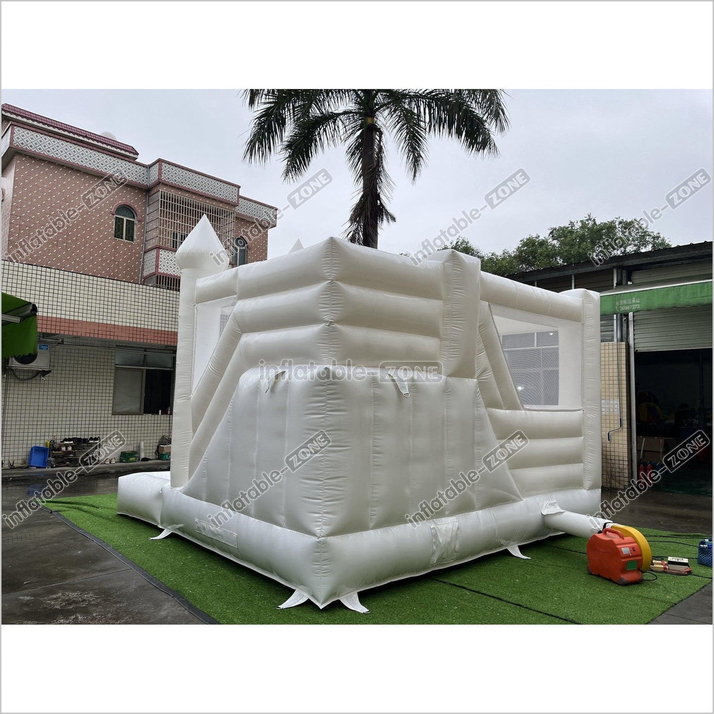 3 In 1 Inflatable White Wedding Jumping Castle With Slide And Ball Pit Pool Outdoor - Inflatable-Zone