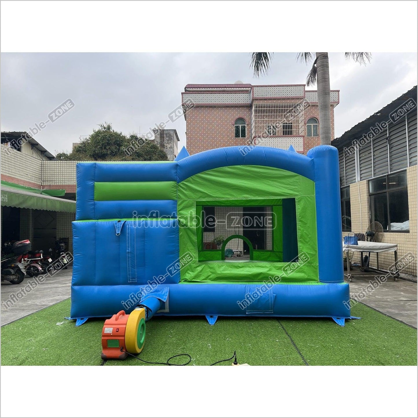 New Blue And Green Inflatable Jumping Castle, Bounce House Castle - Inflatable-Zone