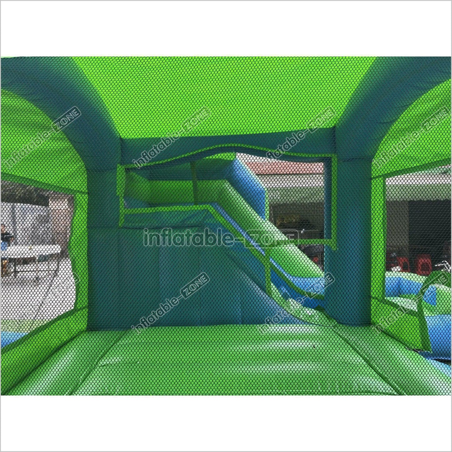 New Blue And Green Inflatable Jumping Castle, Bounce House Castle - Inflatable-Zone