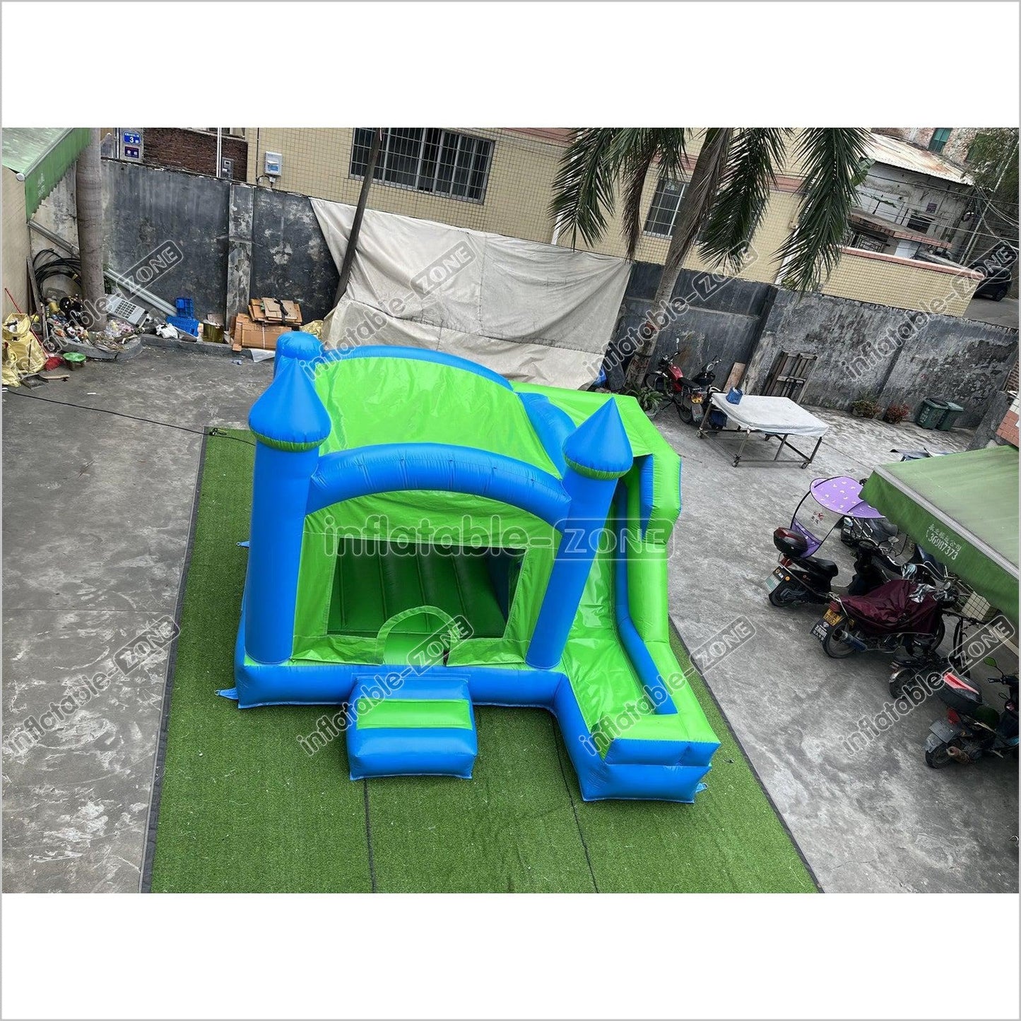 New Blue And Green Inflatable Jumping Castle, Bounce House Castle - Inflatable-Zone