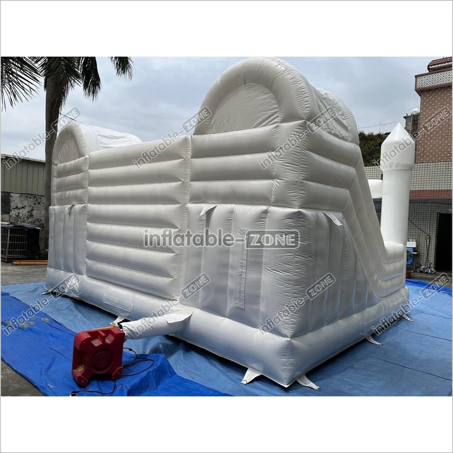 Inflatable White Bounce House White Double Slide Wedding Bouncy Castle - Inflatable-Zone