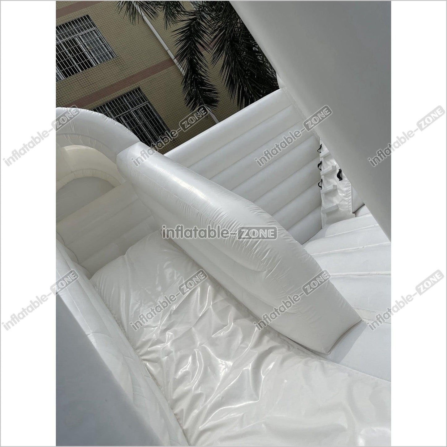 Inflatable White Bounce House White Double Slide Wedding Bouncy Castle - Inflatable-Zone