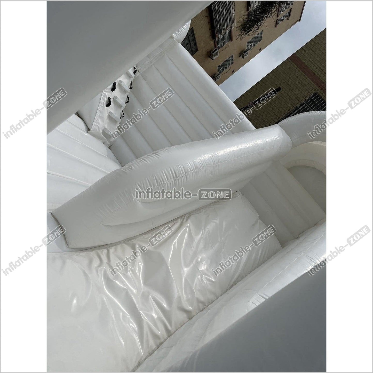 Inflatable White Bounce House White Double Slide Wedding Bouncy Castle - Inflatable-Zone