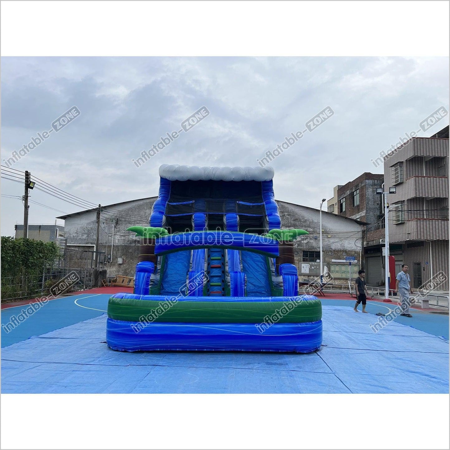 Inflatable Water Slide Sea Color Giant Blow Up Water Slide Beach Theme Jumping Slide - Inflatable-Zone