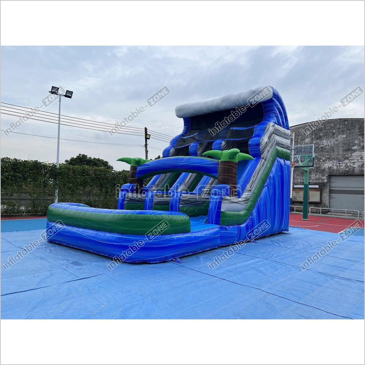 Inflatable Water Slide Sea Color Giant Blow Up Water Slide Beach Theme Jumping Slide - Inflatable-Zone