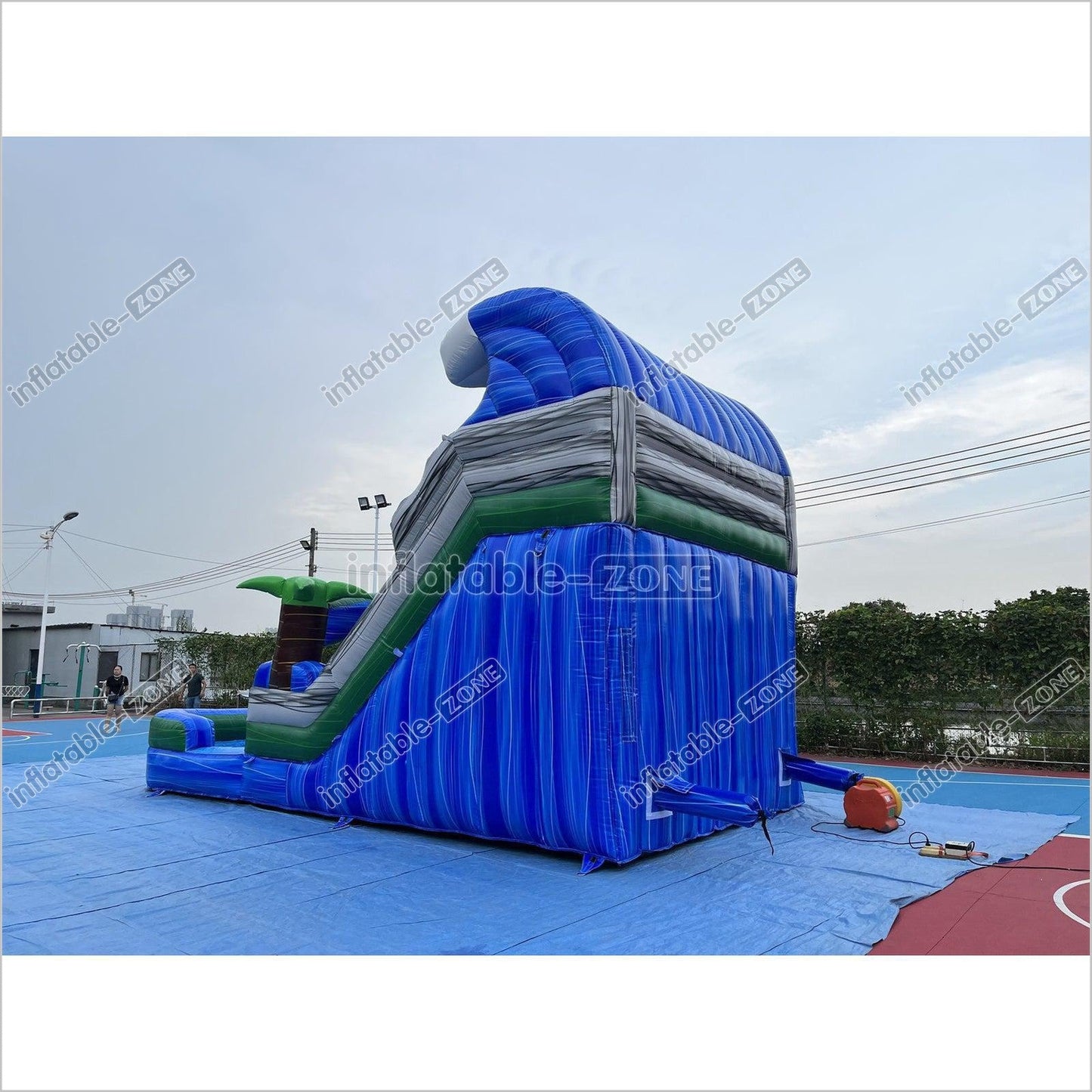 Inflatable Water Slide Sea Color Giant Blow Up Water Slide Beach Theme Jumping Slide - Inflatable-Zone