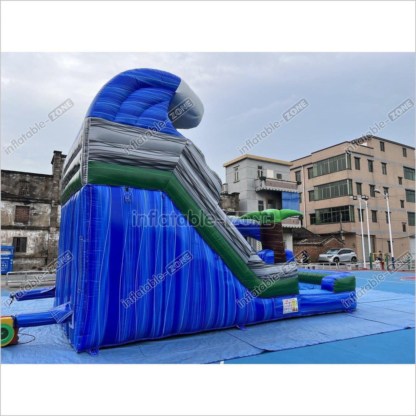 Inflatable Water Slide Sea Color Giant Blow Up Water Slide Beach Theme Jumping Slide - Inflatable-Zone