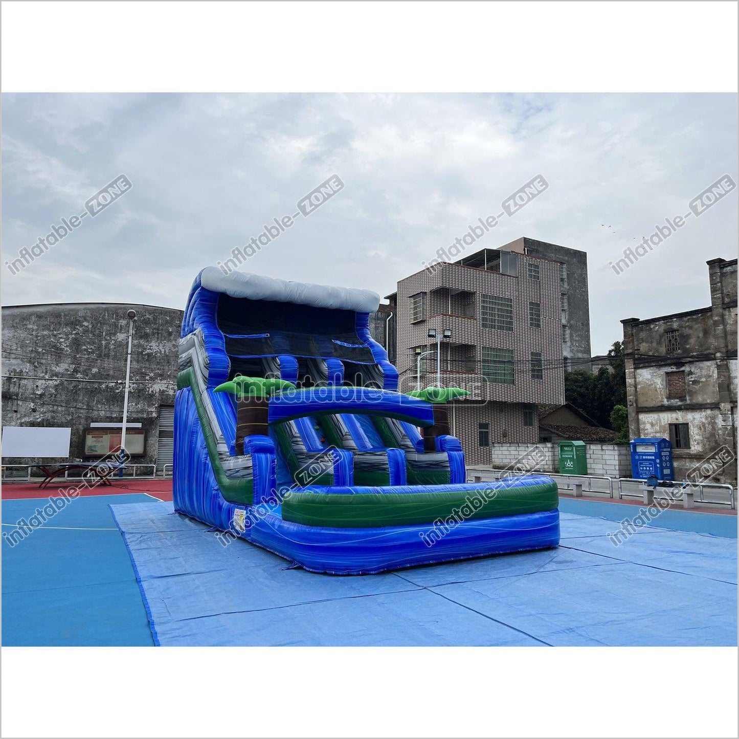 Inflatable Water Slide Sea Color Giant Blow Up Water Slide Beach Theme Jumping Slide - Inflatable-Zone