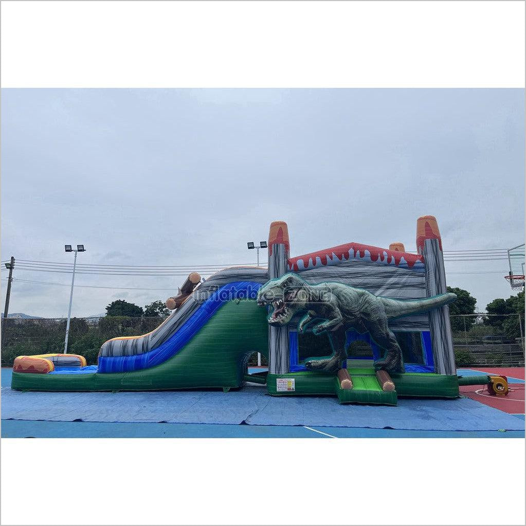 Dinosaur Water Inflatable Commercial Bounce House Wet Dry Combo Bouncy Castle With Slide And Pool - Inflatable-Zone