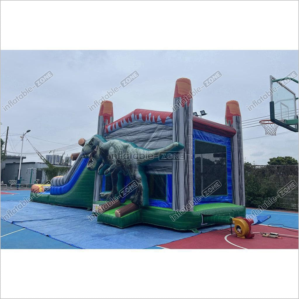 Dinosaur Water Inflatable Commercial Bounce House Wet Dry Combo Bouncy Castle With Slide And Pool - Inflatable-Zone