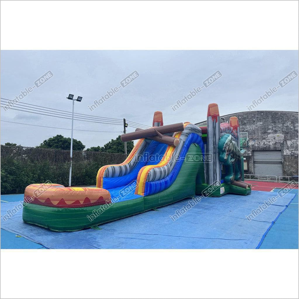Dinosaur Water Inflatable Commercial Bounce House Wet Dry Combo Bouncy Castle With Slide And Pool - Inflatable-Zone