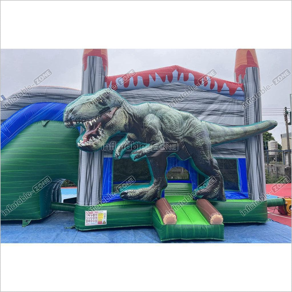 Dinosaur Water Inflatable Commercial Bounce House Wet Dry Combo Bouncy Castle With Slide And Pool - Inflatable-Zone