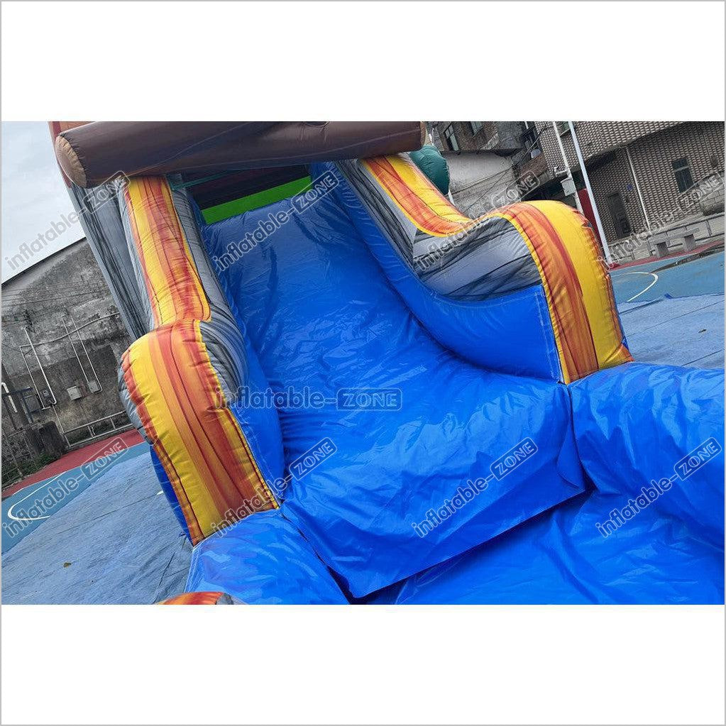 Dinosaur Water Inflatable Commercial Bounce House Wet Dry Combo Bouncy Castle With Slide And Pool - Inflatable-Zone