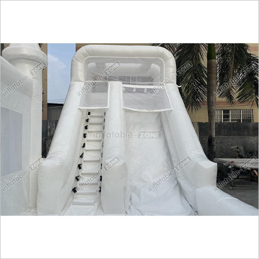 White Bouncy Castle With Slide Combo Jumping Party Wedding Bounce House Near Me - Inflatable-Zone