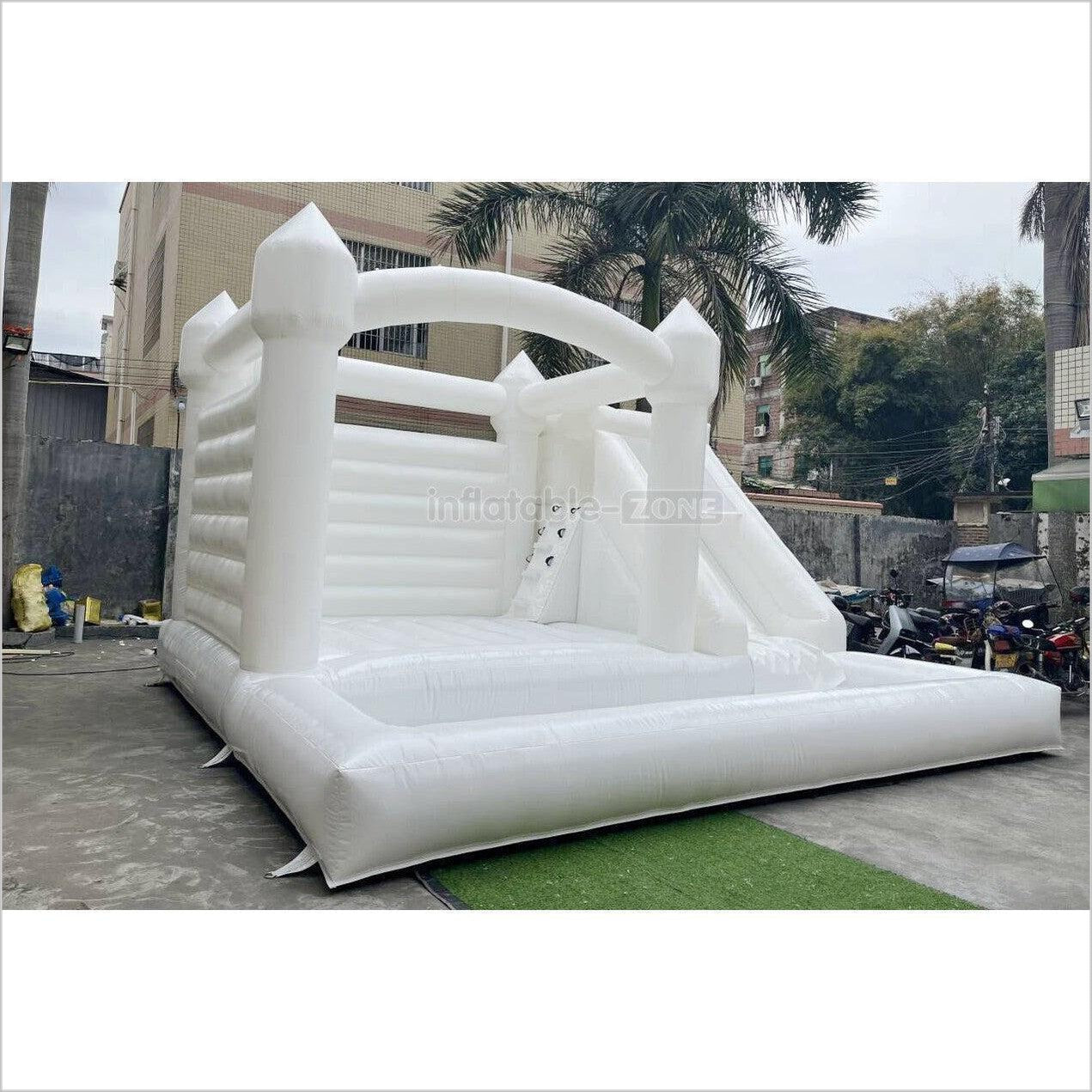 Outdoor Large White Inflatable Bouncer Jumping Slide Bouncy Castle With Ball Pit Combo Bounce House Party - Inflatable-Zone