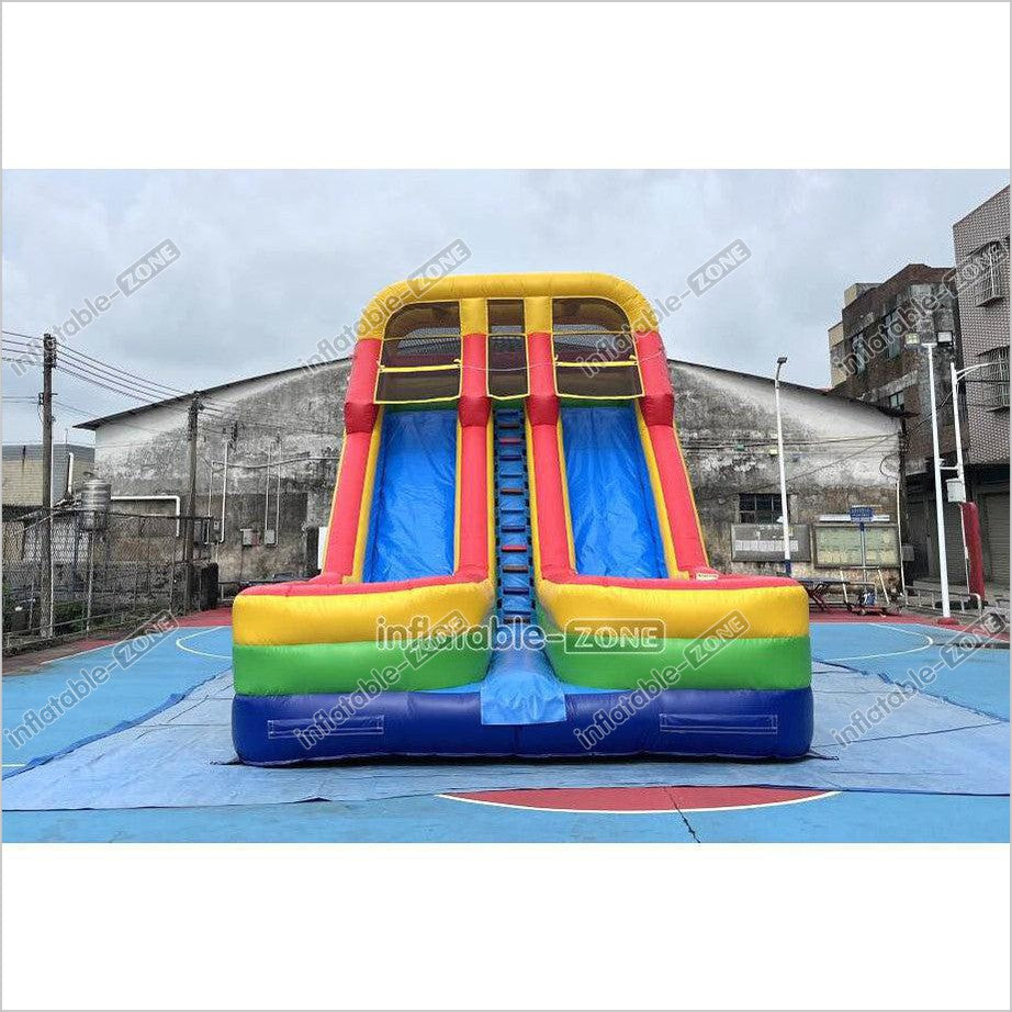 Giant Inflatable Double Lane Dry Slide Blow Up Bouncy Jumping Castle Slide For Children Playground - Inflatable-Zone