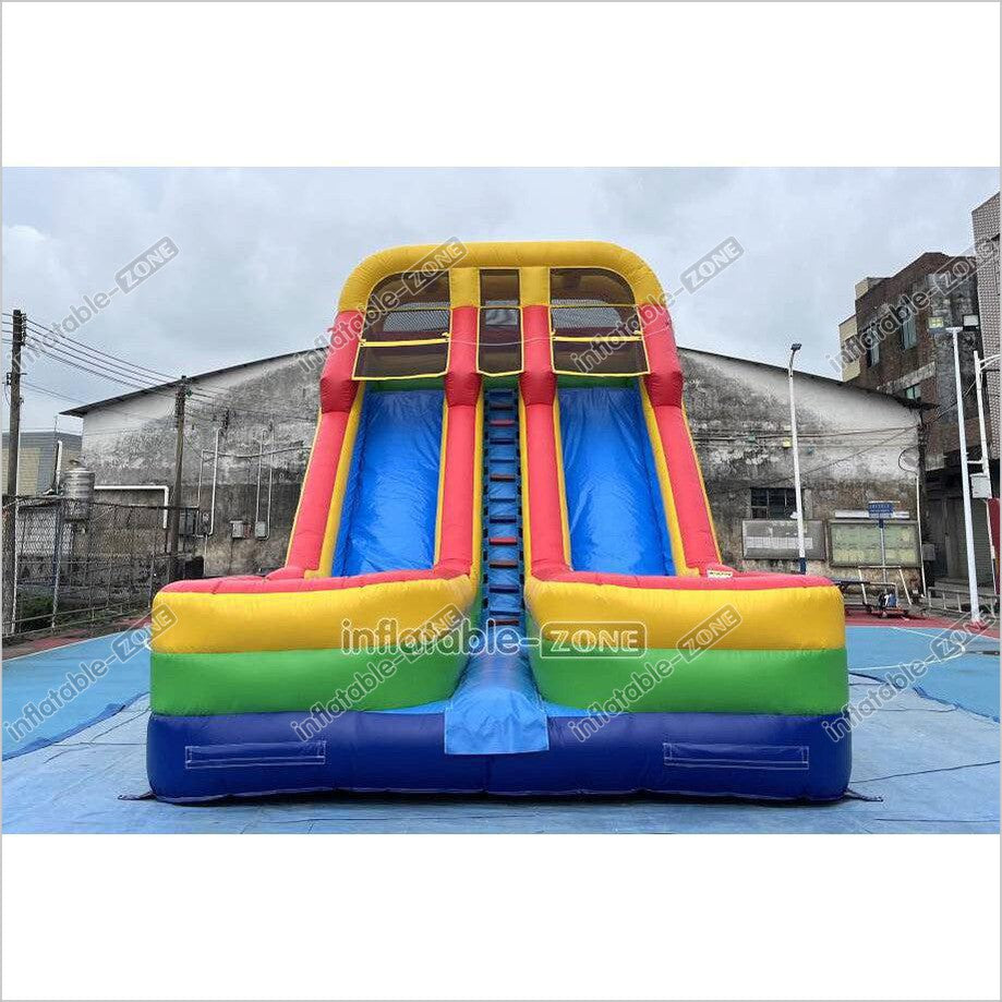 Giant Inflatable Double Lane Dry Slide Blow Up Bouncy Jumping Castle Slide For Children Playground - Inflatable-Zone