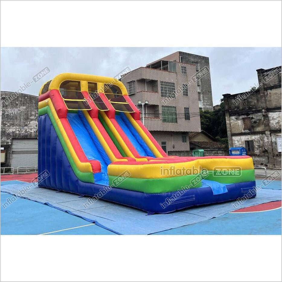 Giant Inflatable Double Lane Dry Slide Blow Up Bouncy Jumping Castle Slide For Children Playground - Inflatable-Zone