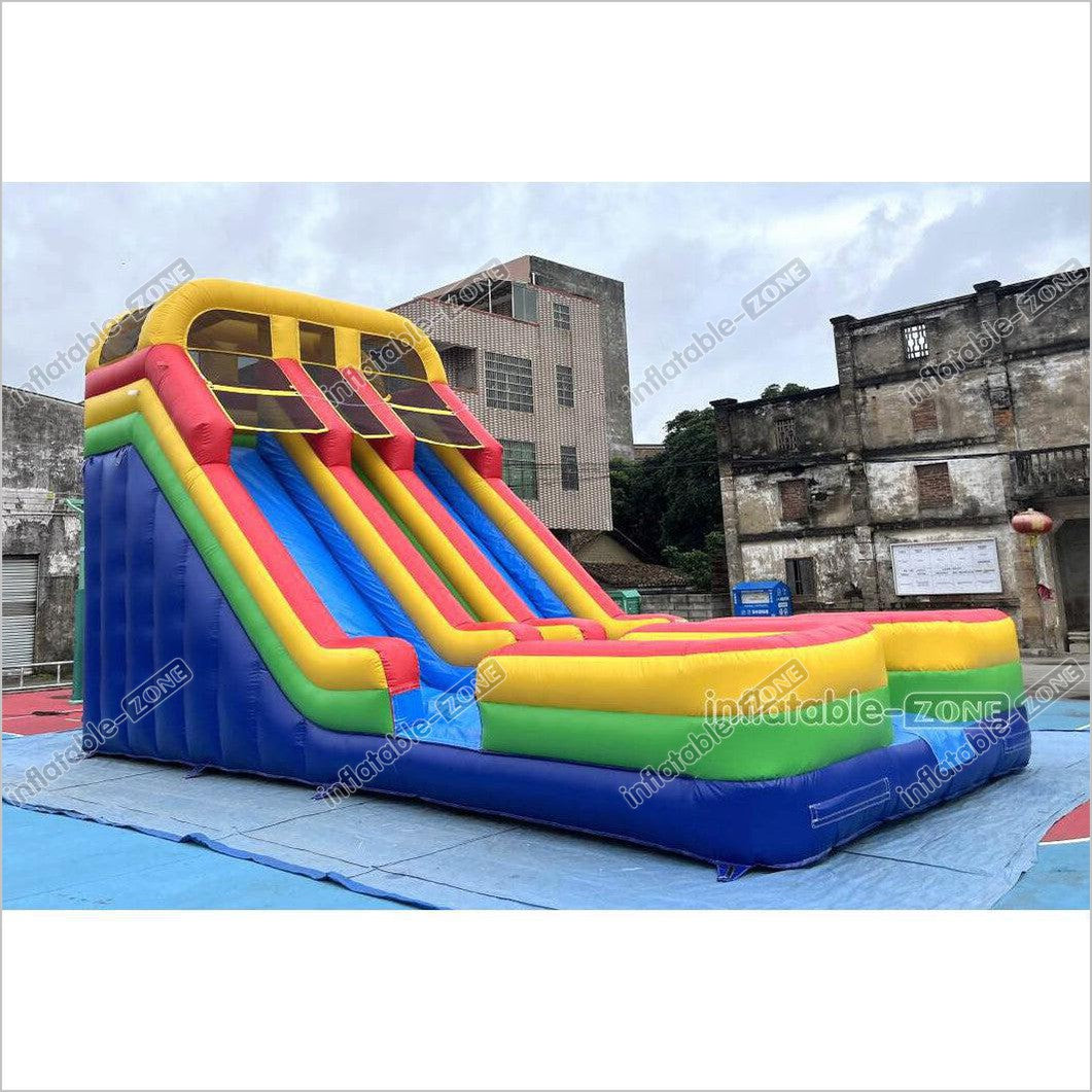 Giant Inflatable Double Lane Dry Slide Blow Up Bouncy Jumping Castle Slide For Children Playground - Inflatable-Zone