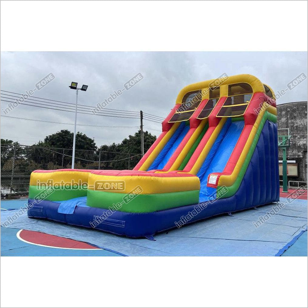 Giant Inflatable Double Lane Dry Slide Blow Up Bouncy Jumping Castle Slide For Children Playground - Inflatable-Zone