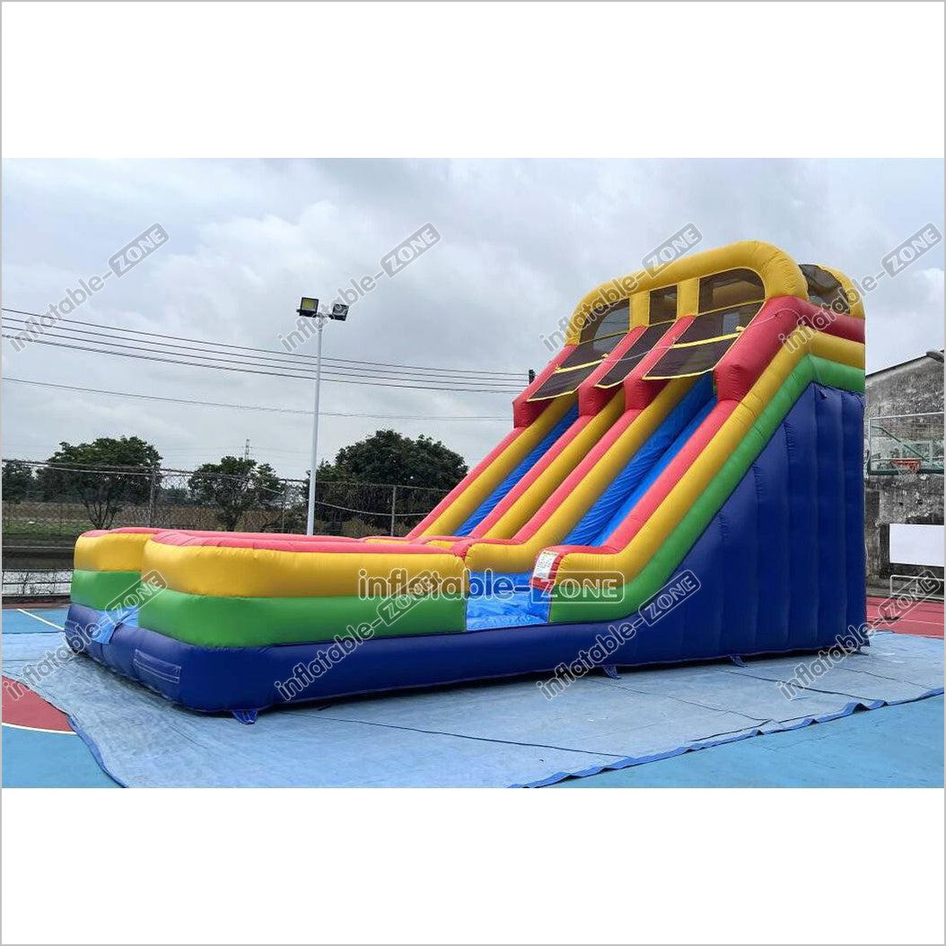 Giant Inflatable Double Lane Dry Slide Blow Up Bouncy Jumping Castle Slide For Children Playground - Inflatable-Zone
