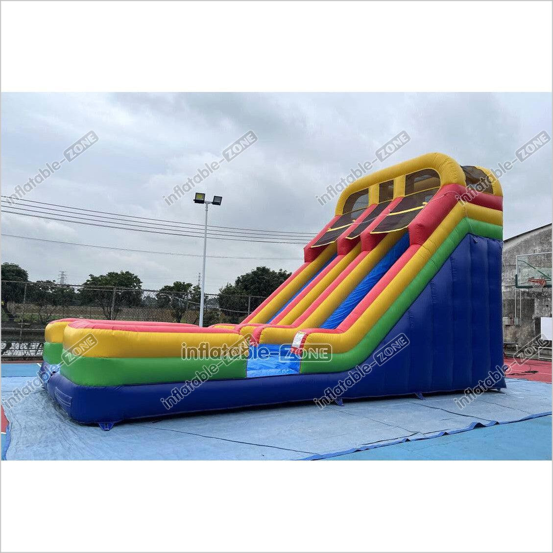 Giant Inflatable Double Lane Dry Slide Blow Up Bouncy Jumping Castle Slide For Children Playground - Inflatable-Zone