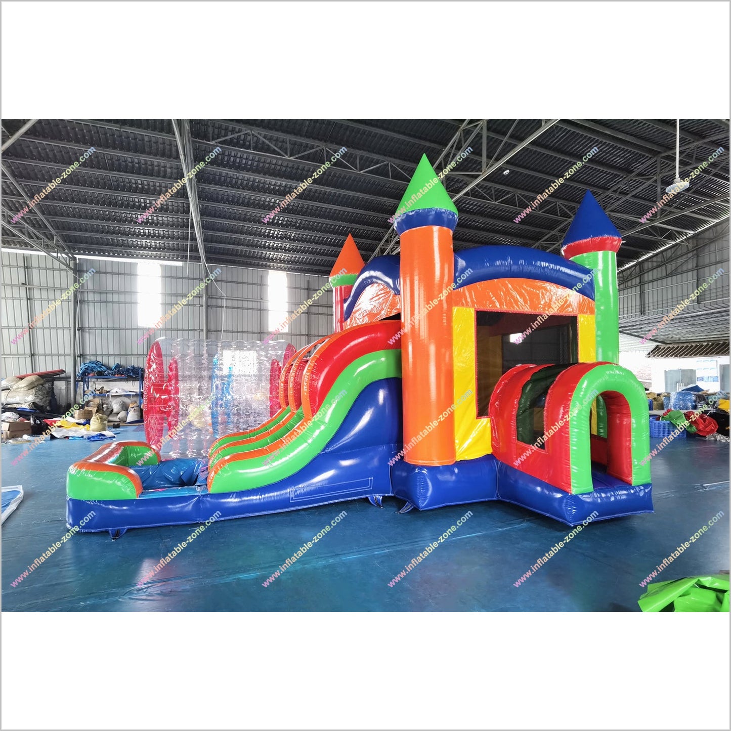 Inflatable Jumping Castle Hire Water Slide With A Pool Rainbow Combo Water Slide Bounce House For Adults