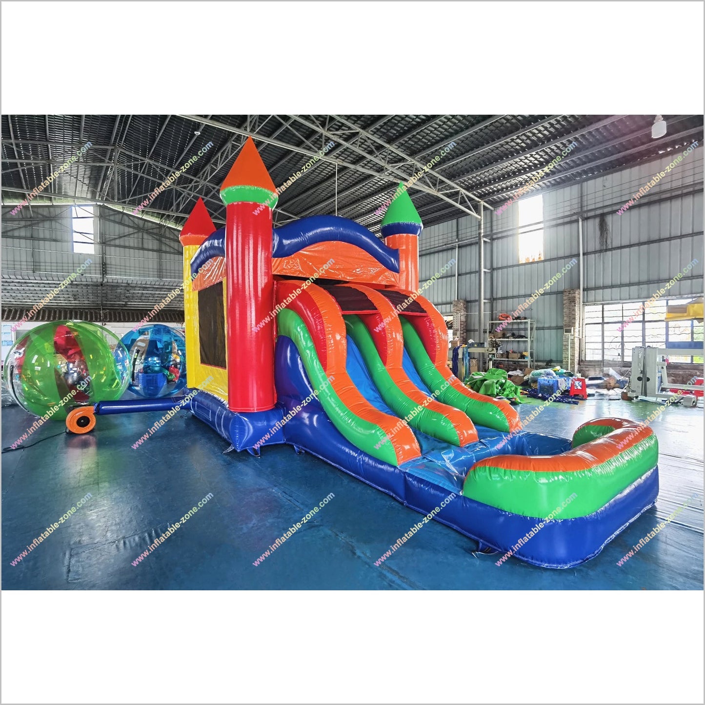 Inflatable Jumping Castle Hire Water Slide With A Pool Rainbow Combo Water Slide Bounce House For Adults
