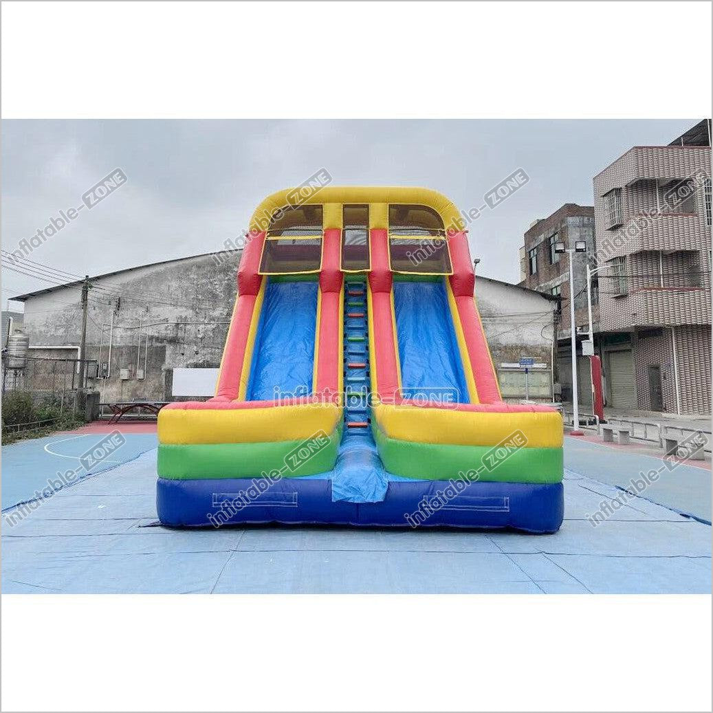 Colorful Giant Inflatable Slide Double Lanes Inflatable Kids Slides Bouncy And Fun Party For Playground - Inflatable-Zone