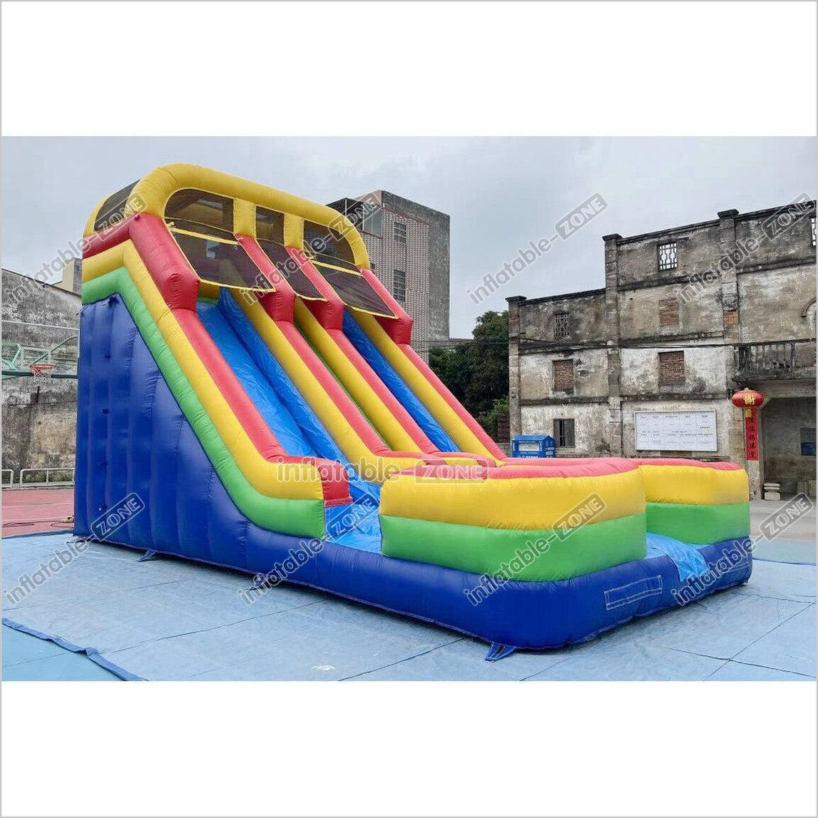 Colorful Giant Inflatable Slide Double Lanes Inflatable Kids Slides Bouncy And Fun Party For Playground - Inflatable-Zone