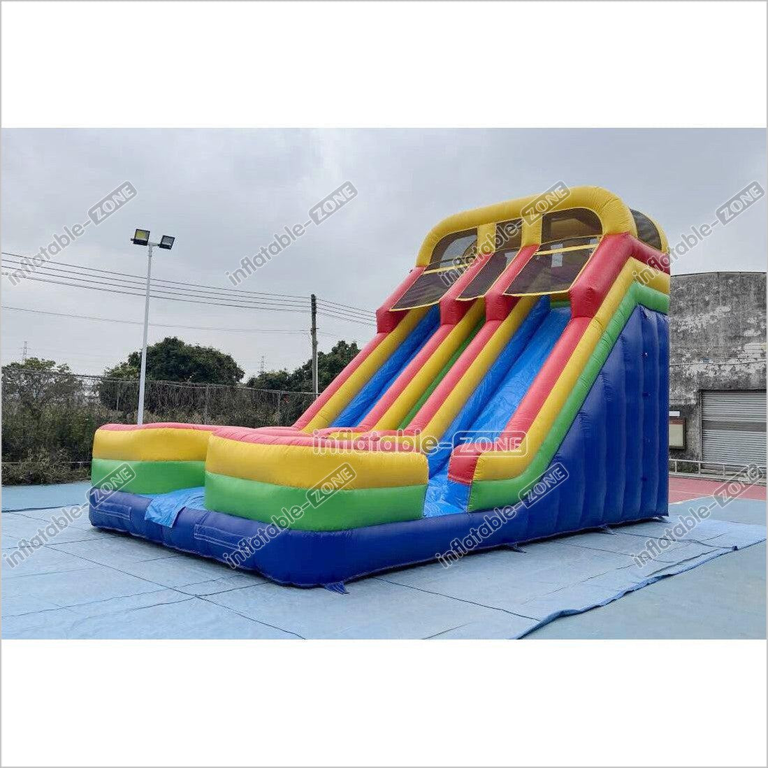 Colorful Giant Inflatable Slide Double Lanes Inflatable Kids Slides Bouncy And Fun Party For Playground - Inflatable-Zone