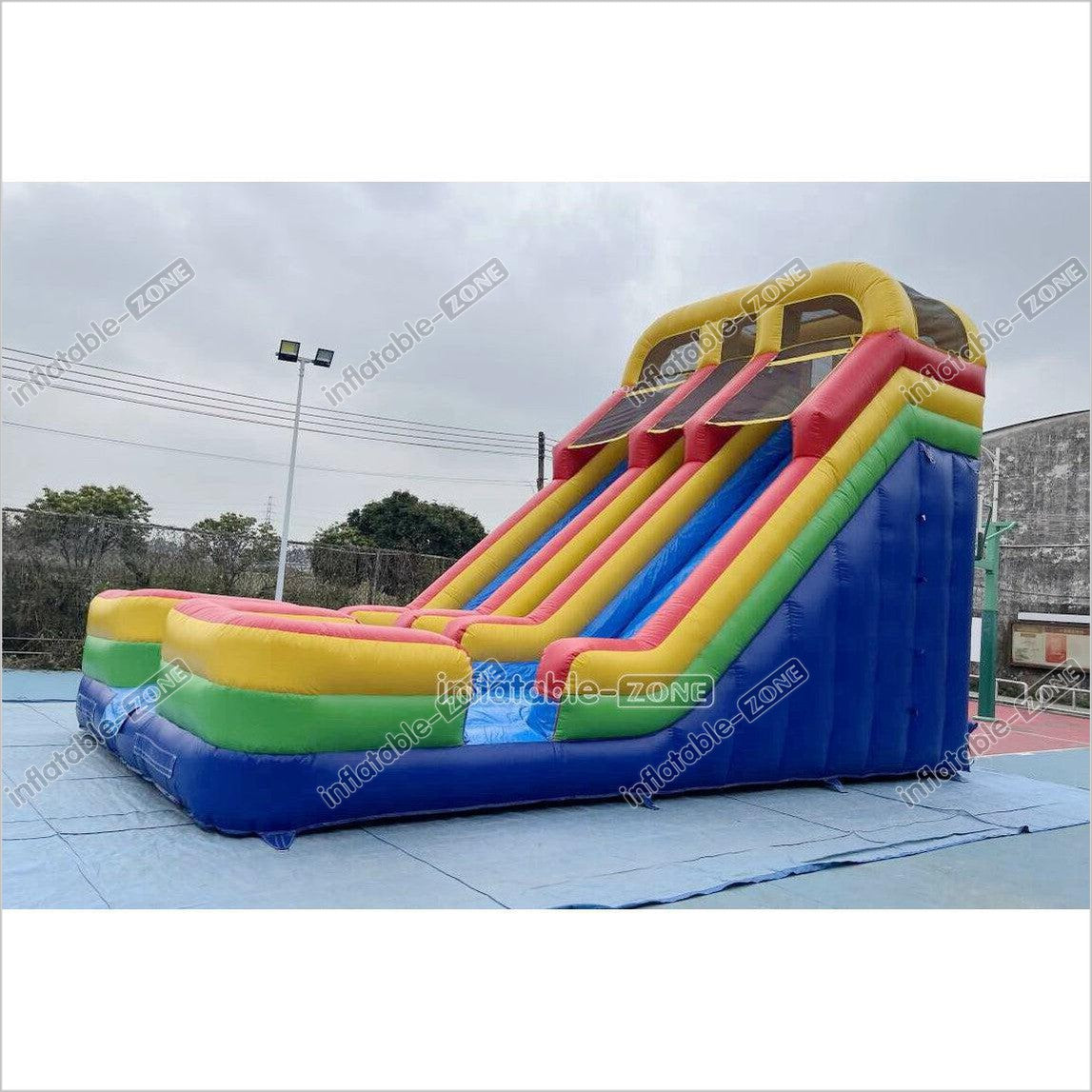Colorful Giant Inflatable Slide Double Lanes Inflatable Kids Slides Bouncy And Fun Party For Playground - Inflatable-Zone