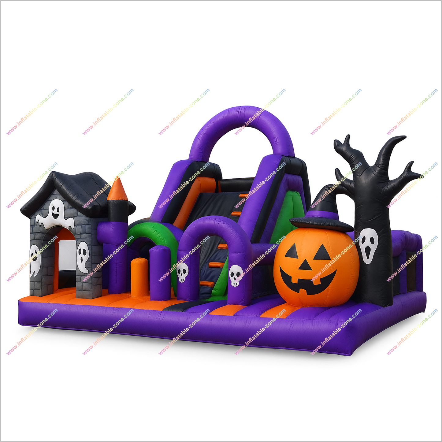 Halloween Themed Bounce House Big Slide Inflatable Obstacle Bouncy Castle Hire Fun Amusement Park Near Me