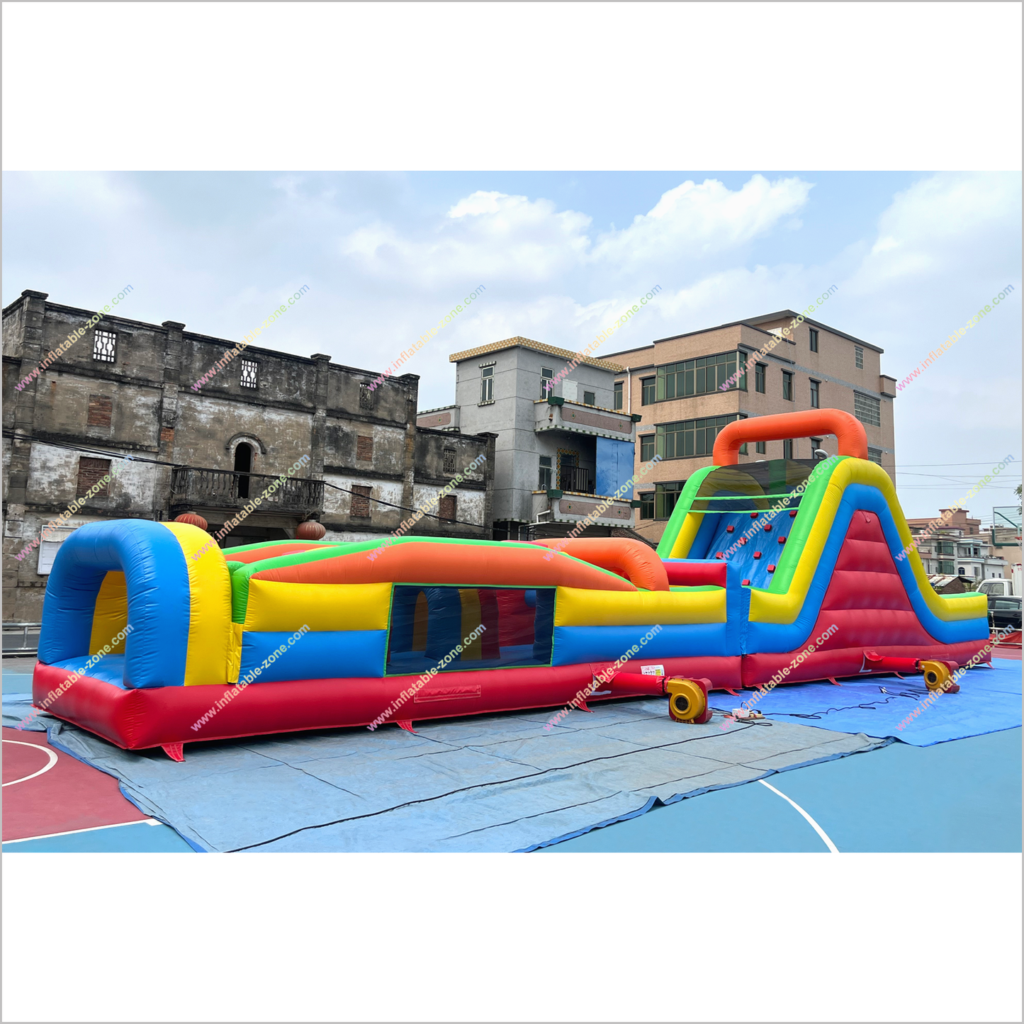 Large Obstacle Course Inflatable Climbing With Slide Garden Playground Equipment Inflatable Obstacle Course For Sale