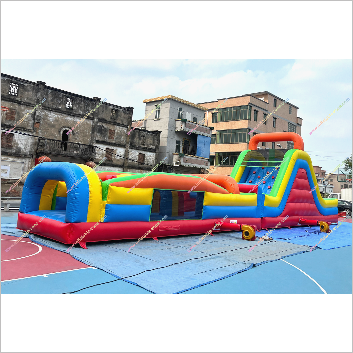 Large Obstacle Course Inflatable Climbing With Slide Garden Playground Equipment Inflatable Obstacle Course For Sale