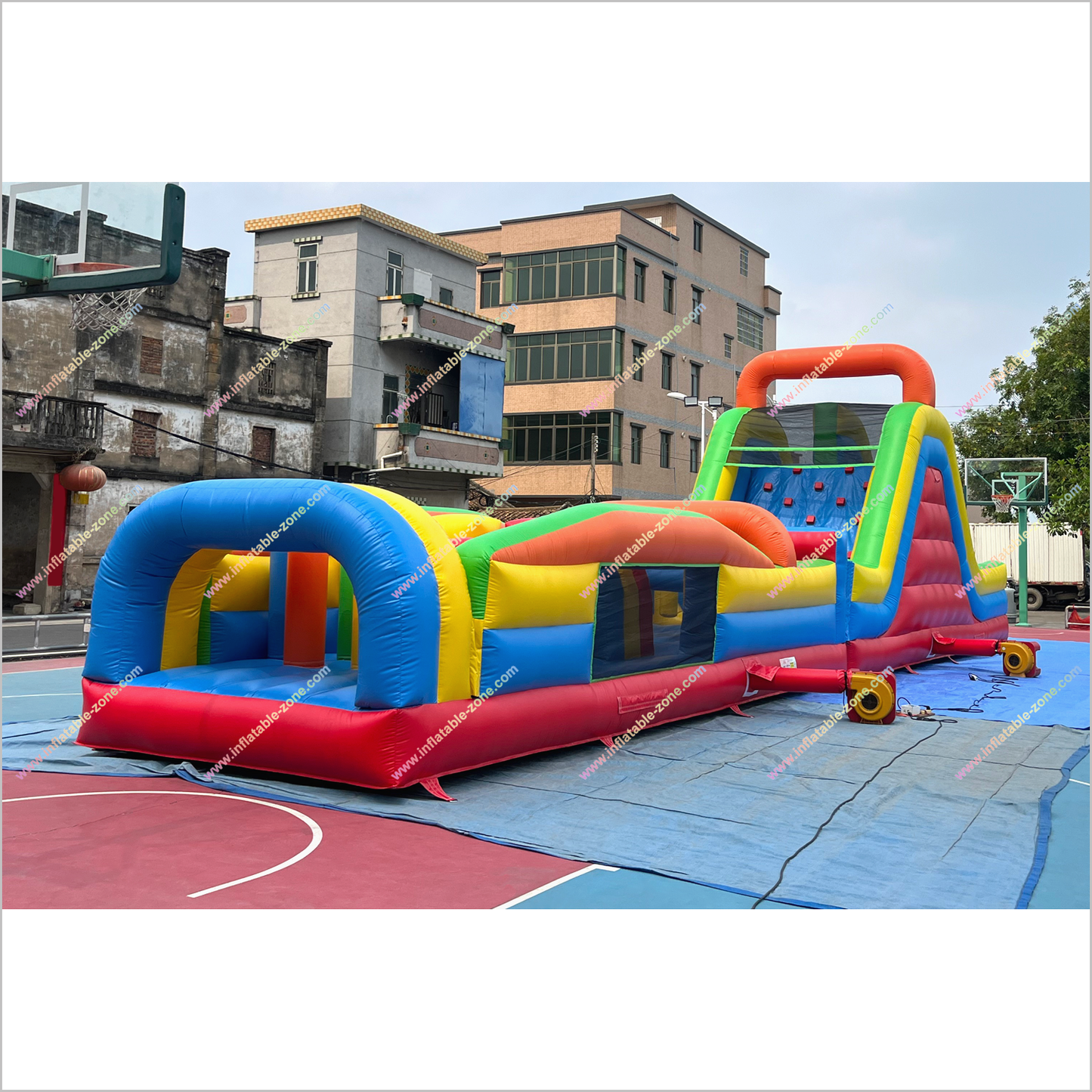Large Obstacle Course Inflatable Climbing With Slide Garden Playground Equipment Inflatable Obstacle Course For Sale
