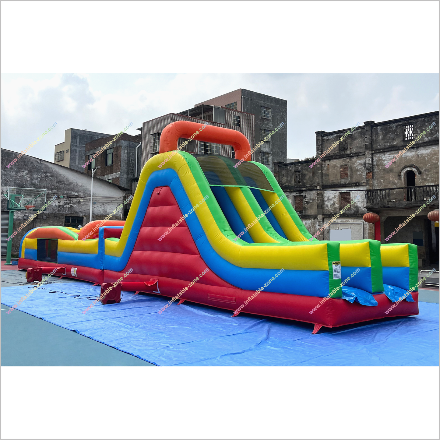 Large Obstacle Course Inflatable Climbing With Slide Garden Playground Equipment Inflatable Obstacle Course For Sale