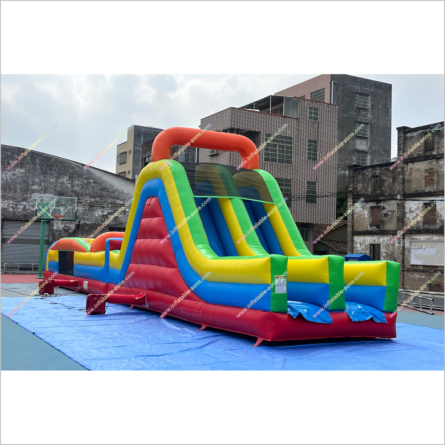 Large Obstacle Course Inflatable Climbing With Slide Garden Playground Equipment Inflatable Obstacle Course For Sale