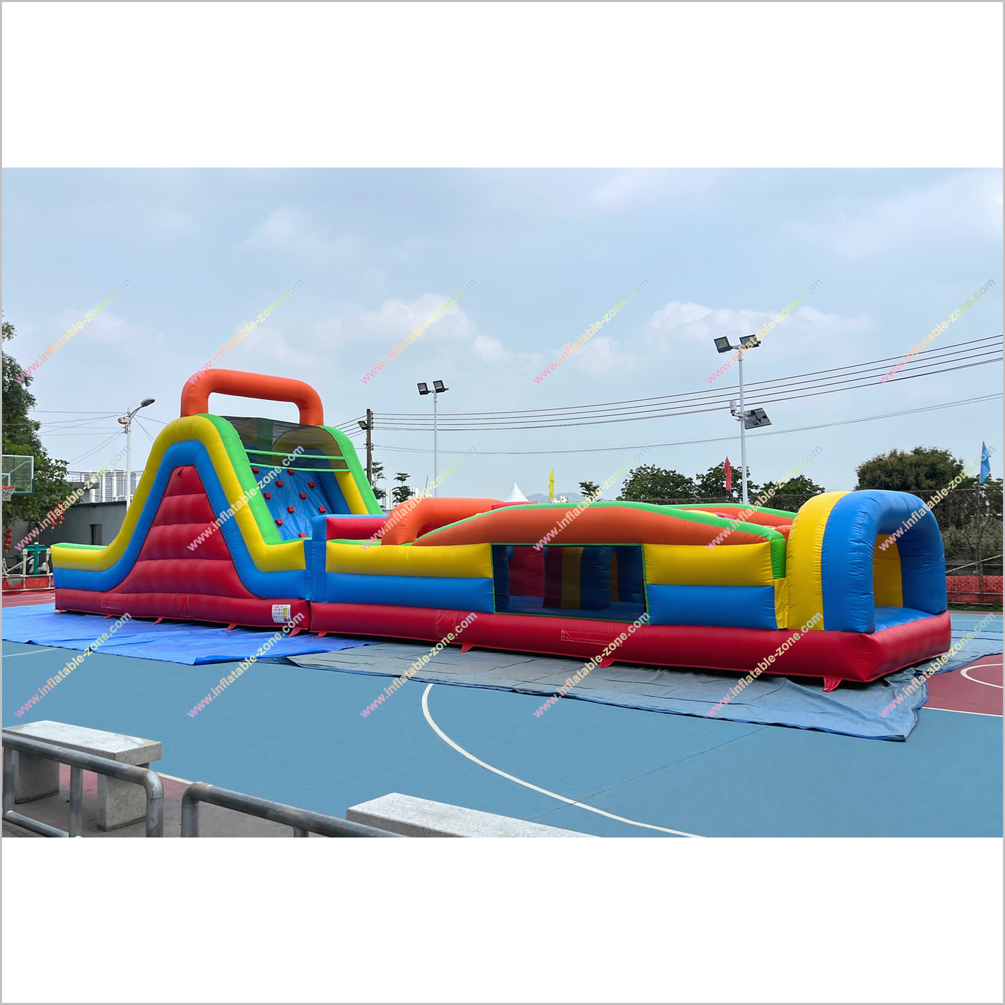 Large Obstacle Course Inflatable Climbing With Slide Garden Playground Equipment Inflatable Obstacle Course For Sale