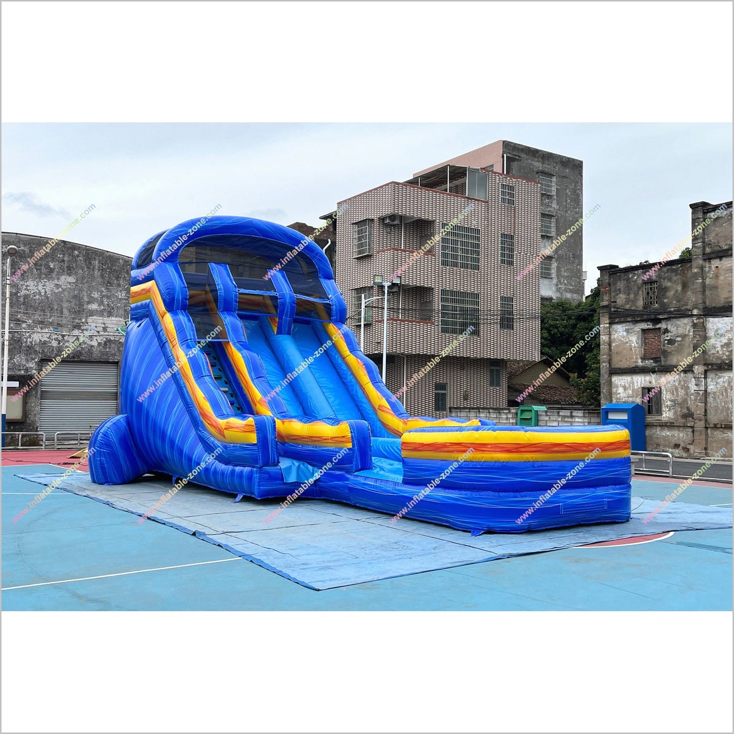 Commercial Park Equipment Inflatable Pool And Water Slide Jumpy House Near Me Dual Lane Water Slide For Sale - Inflatable-Zone