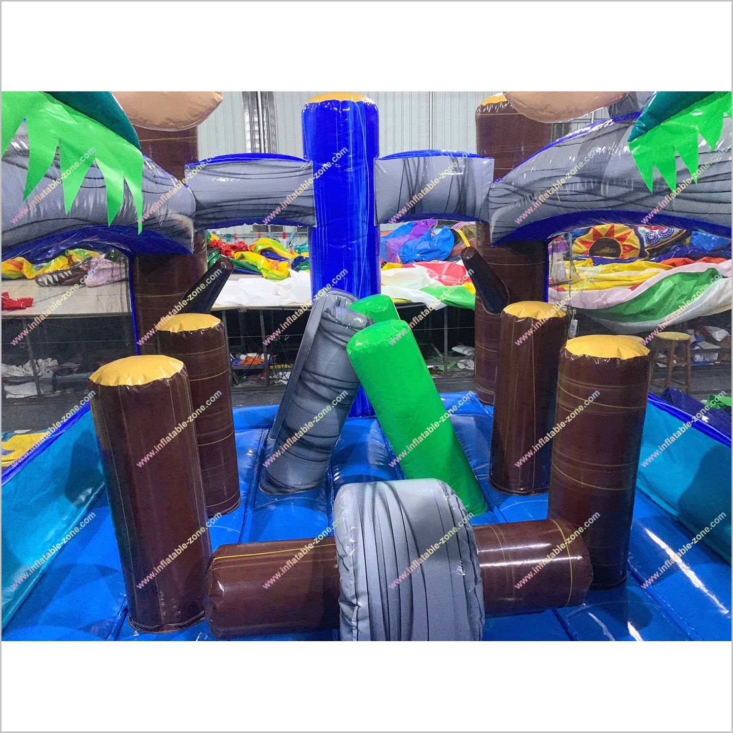 Tropical Wet And Dry Inflatable Pool Obstacle Course Large Soft Play Equipment Water Slide Obstacle Course For Rent - Inflatable-Zone