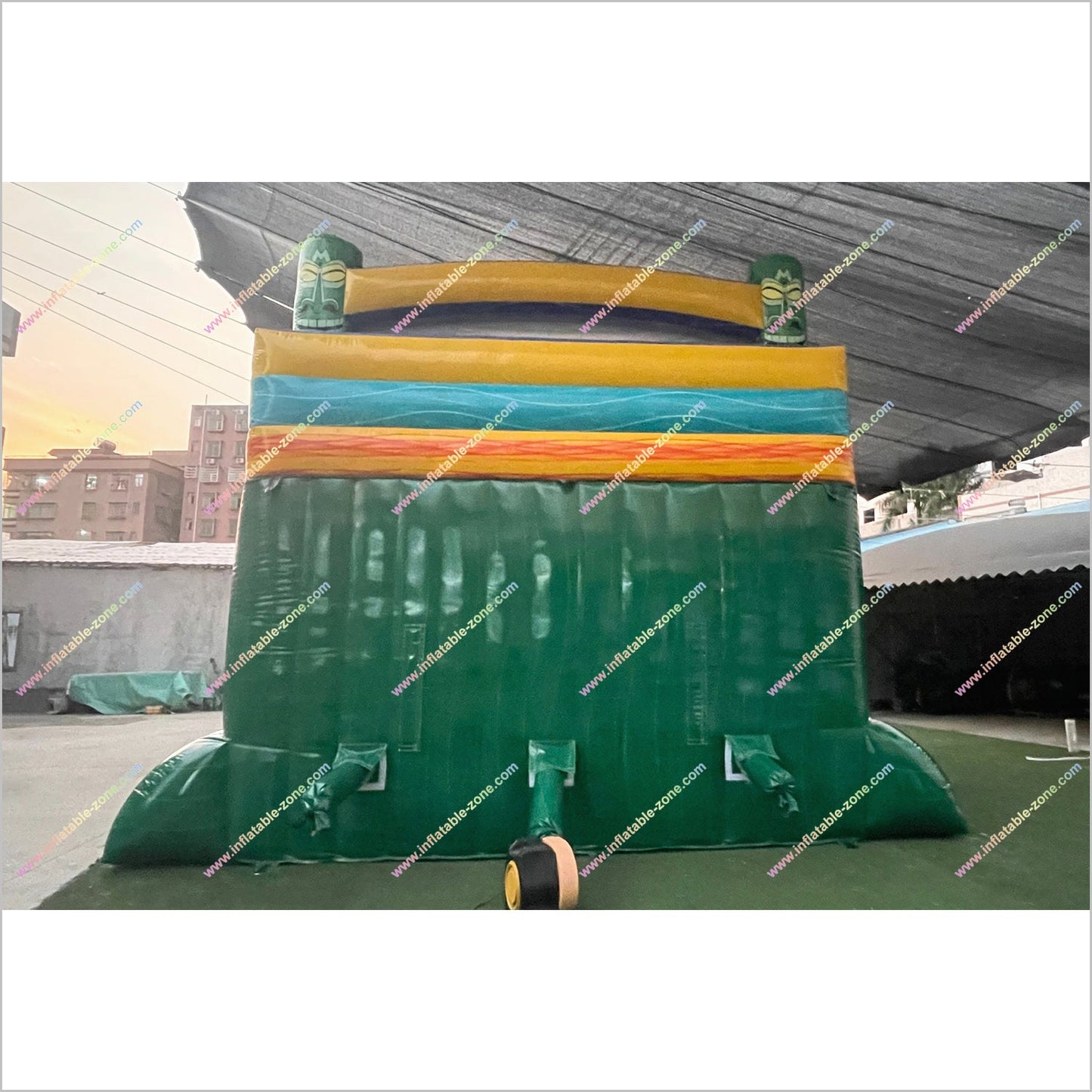 Inflatable Water Pool Slide Tiki Shot Hybrid 2-Piece Triple Lane Big Blow Up Water Slide Playground Equipment For The Home