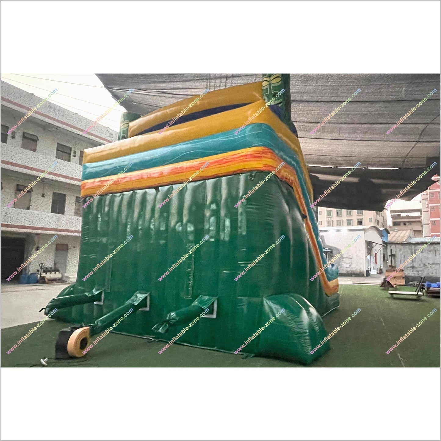 Inflatable Water Pool Slide Tiki Shot Hybrid 2-Piece Triple Lane Big Blow Up Water Slide Playground Equipment For The Home