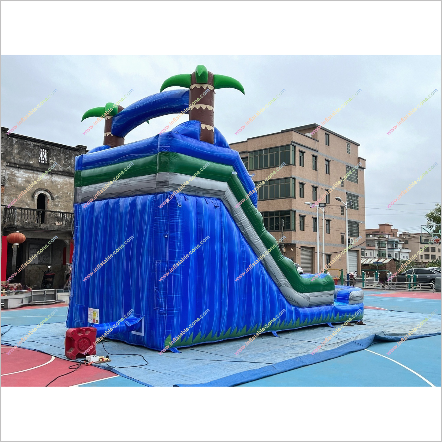 Inflatable Water Slide Hire Tropical Entertainment Palm Tree Double Water Slide Inflatable Pool For Sale - Inflatable-Zone